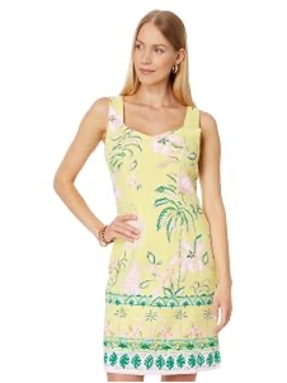 Lilly Pulitzer Del Ray Stretch Shift in Yellow Finch Tropical Oasis